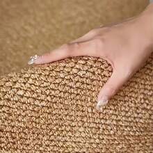 1pc Machine Washable Asymmetrical Half-Circle Wavy Edge Pineapple Ring (Faux Sisal) Doormat, TPR Non-Slip Bottom Home Decor Floor Mat, All-Season Versatile Creative Decorative Spring/Summer Carpet, Party Holiday Gift Non-Slip Foot Mat, Popular Party Gift Doormat, Best-Selling Entrance Mat - Camel - View 4