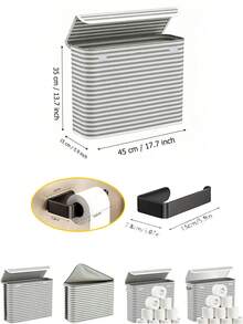 22L Toilet Paper Storage Rack, Multifunctional Tissue Holder, Bathroom Accessory, Foldable Covered Towel Storage Basket, Independent Bathroom Tissue Storage And Organization, Suitable For Home, Bathroom, And Organization, Ideal Storage Container - Multicolor - View 6