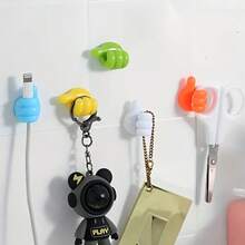 Thumb-Shaped Organizer (Random Color), Lightweight Desktop Cable Management Clip, No-Drill Adhesive Hook, Suitable For Desktop Storage, Home Organization, Perfect For Kitchen Appliances And Bedroom Accessories - Multicolor - View 6