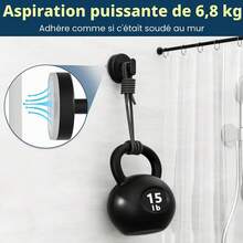 Crochets à ventouse pour douche : Support extra fort de 6,8 kg pour salle de bain, cuisine, porte, miroir, carrelage, verre – Se - noir mat - Voir 4