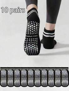 3/5 Pairs Yoga Socks, Ankle Length Socks For Indoor Yoga, Dance, Pilates, Exercise, Trampoline, Running - Multicolor - View 27