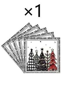 20pcs/1pc Black And White Checkered Christmas Tree Pattern Napkins - Suitable For Christmas Party Table Decorations, Christmas Dinners, New Year's Parties, Thanksgiving, Birthday Parties, Winter-Themed Parties, Etc. - One Size Fits All - View 10