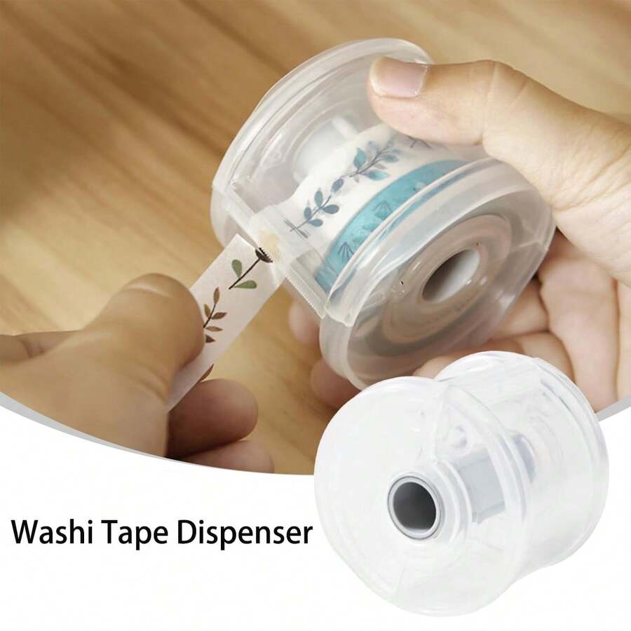 Dispenser Pita Washi Bulat Kreatif dengan Gigi Pemotong, Kotak Penyimpanan Pita Plastik Transparan, Gunting Alat Tulis, Cocok untuk Perlengkapan Seni, Kerajinan, Jurnal, dan Scrapbooking, Alat Jahit - MultiWarna - View 1