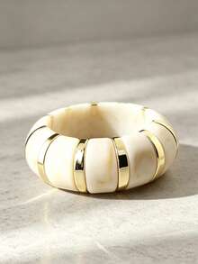 3 peças/1 Peça Pulseiras Elásticas de Acrílico em Formato de Tubo Curvo Colorido, Estilo Boêmio Fashion, Adequadas para Uso Diário de Mulheres - Pulseira elástica - Visão 3