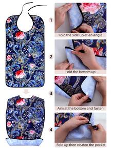 1pc Adult Bib, Dining Accessory, Designed For Disabled Elderly And People Requiring Care, Also As A Thoughtful Holiday Gift, Suitable For Home, Nursing Home, Hospital, Picnic, Gathering And Other Multiple Scenarios, All Seasons - Multicolor - View 7