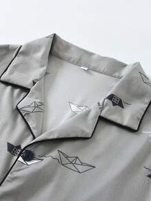 2 Pieces Men's Long Sleeve Pajama Set, Cardigan Style, Loose Fit, Spring/Autumn Wearable Loungewear Set - Grey - View 5