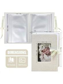 100-Pocket Photo Album, Linen Cover, Suitable For Wedding, Family, Anniversary, Holiday, Gift - Multicolor - View 4