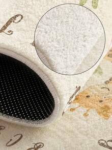 1pc Beige Cute Cartoon Animal Print Faux Wool Anti-Slip Area Rug, Suitable For Lobby, Bedroom, Living Room, Bathroom, Kitchen, Dining Room, Office, Room Decor And Doormat, Holiday Celebration - Beige - View 2