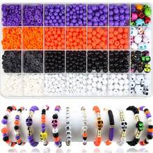1 Set Halloween Themed Polymer Clay Beads Kit, Pumpkin Skull Ghost Printed Flat Beads, DIY Handmade Bracelet Necklace Jewelry Making Craft Supplies Set - Halloween Collection - View 16