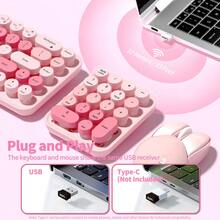 MOFii I Bean Max 2.4G Wireless Keyboard And Mouse Combo, Retro Round Keycaps Silent Set, Macaron Color Portable Office Peripherals, Batteries Not Included - View 7