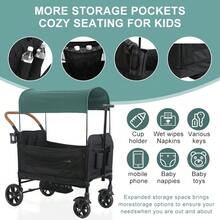 Multifunctional Camping Vehicle, Dual Push-Pull Mode Children's Camping Vehicle, Easy To Fold, Oversized Tires, Essential For Camping - 黑色 - 查看 4