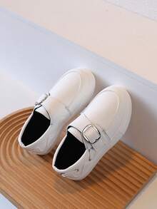 1 đôi giày sneaker loafer trẻ em phong cách retro phối màu, giày thường ngày cho bé trai và bé gái, mùa xuân thu, mẫu mới, chống trượt, xỏ chân dễ dàng - trắng - Xem 7