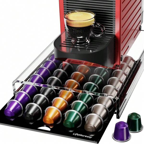 Porta 40 Cápsula Nespress Original Acrílico Suporte Organizador Café Gaveta
