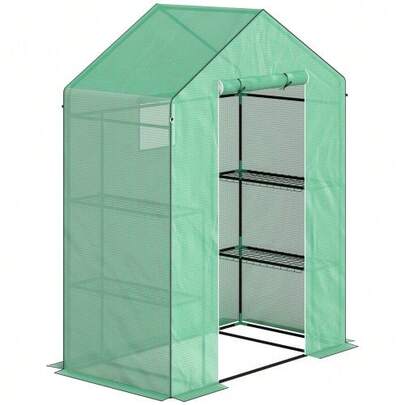 Greenhouse With Roller Door, Window, Shelves, Steel Winter Greenhouse, Balcony Greenhouse, Garden, Tomato Greenhouse 143 X 74 X 190 Cm, Tomato Greenhouse For Tomatoes, Vegetables, Green Plants