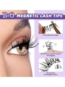 Magnetic False Eyelashes Set, Natural Reusable Magnetic Fox Eye Lashes, Enhance And Lengthen Eyelashes, Halloween, 3D Curly Fluffy Glue-Free Comfortable Wear, With Strong Magnets - Multicolor - View 3