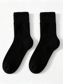 2pcs Men's Thickened Terry Mid-Calf Socks, Fleece Lined Cotton Socks For Autumn/Winter, Warm And Cold-Resistant - Multicolor - View 8
