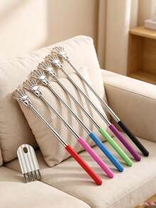 2pcs Set - 1pc Telescopic Back Scratcher And 1pc Mini Cleaning Brush, Portable Itch Relief Tool, Keyboard Cleaning Brush, Mini Gap Brush, Practical Tool Set Suitable For Office Use, Holiday Gift - Multicolor - View 2