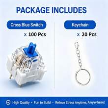 Mechanical Keyboard Switches Fidget Clicker Kit 30/50/100Pcs Shaft Include 10/20Pcs Keychain Ring For Gaming Keyboard Replacement Portable Stress Relief Decompression Fingertip Fidget - View 12