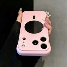 Magnetic Shockproof Phone Case Compatible With IPhone, Large Opening Full Camera Lens Protection, Matte Wavy Pattern Anti-Fingerprint Protective Cover, Compatible With Wireless Charger, Designed For Women, Suitable For IPhone 18/Ultra/17/16/15/14/13/12 Series - Pink - View 6