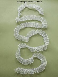 1pc White Ruffled Mesh Ribbon Garland Christmas Tree Swag Trim Xmas Mantel Fireplace Stair Handrail Window Party Backdrop Festive Hanging Streamer Holiday Home Layout Decor Winter Scene Ornament Decorative Accessory - Multicolor 4 - View 13