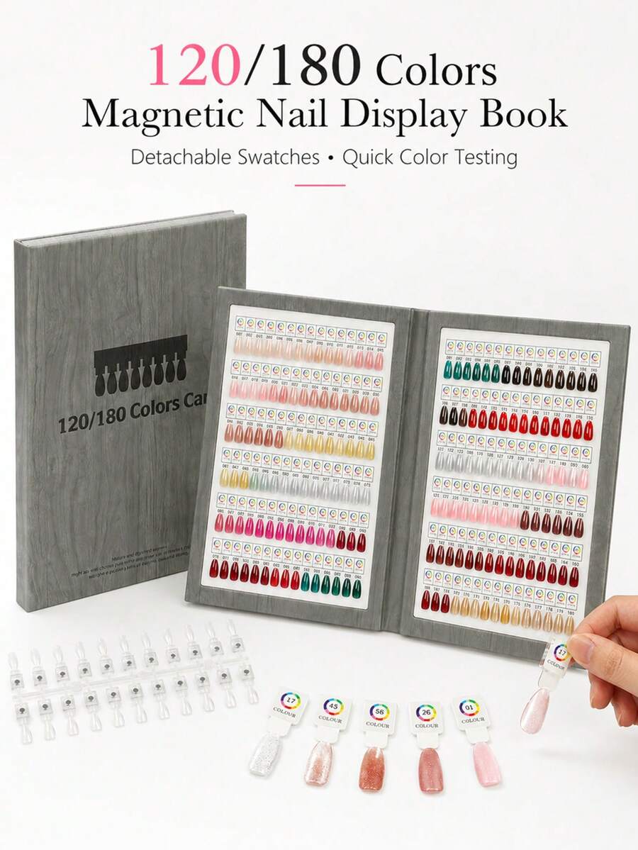 120/180 Magnetic Nail Polish Color Card, Detachable Color Plate, High-End PU Material Color Card, Comes With 120/180 Magnetic Color Cards And 1-120/180 Numbered Labels, Suitable For Nail Art Design