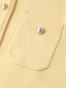 Cardigan Rajut Lengan Panjang Minimalis Kasual Elegan untuk Wanita, Cocok untuk Kencan dan Berpergian - Kuning - View 9