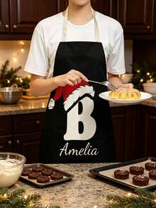 1pc Personalized Christmas Chef Apron, Customized Name And Text Holiday Cooking Apron, Christmas Baking Gift For Bakers, Chefs And Cooking Enthusiasts, Holiday Kitchen Accessory, Suitable For Home Cooking And Holiday Parties - Multicolor - View 11