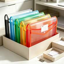 A4 Erweiterbare Aktenmappe mit Druckknopfverschluss, bunte Dokumentenorganizer, transparente Akkordeon-Aktenmappe, große Kapazität, geeignet für Bürobedarf/Schulbedarf Aufbewahrung - Einheitsgröße - Übersicht 5