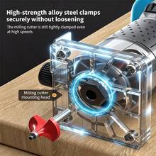 TORPOW Cordless Wood Trimmer Router 6 Speed Adjustable 6.35mm Collet 3000-30000RPM Handheld Woodworking Edge Trimming Power Tool, No Battery - Blue - View 3