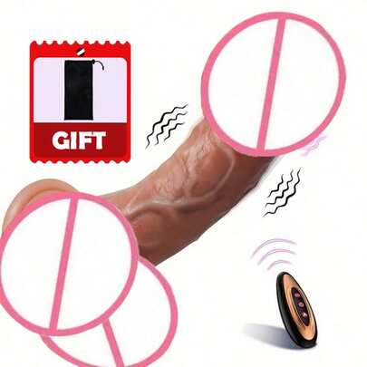 Dildo - Push Type Dildo Vibrator - Realistic Silicone Suction Cup Dildo Remote Control Heating Vibration Telescopic Dildo Anal G-Spot Vaginal Stimulator, Adult Female Game