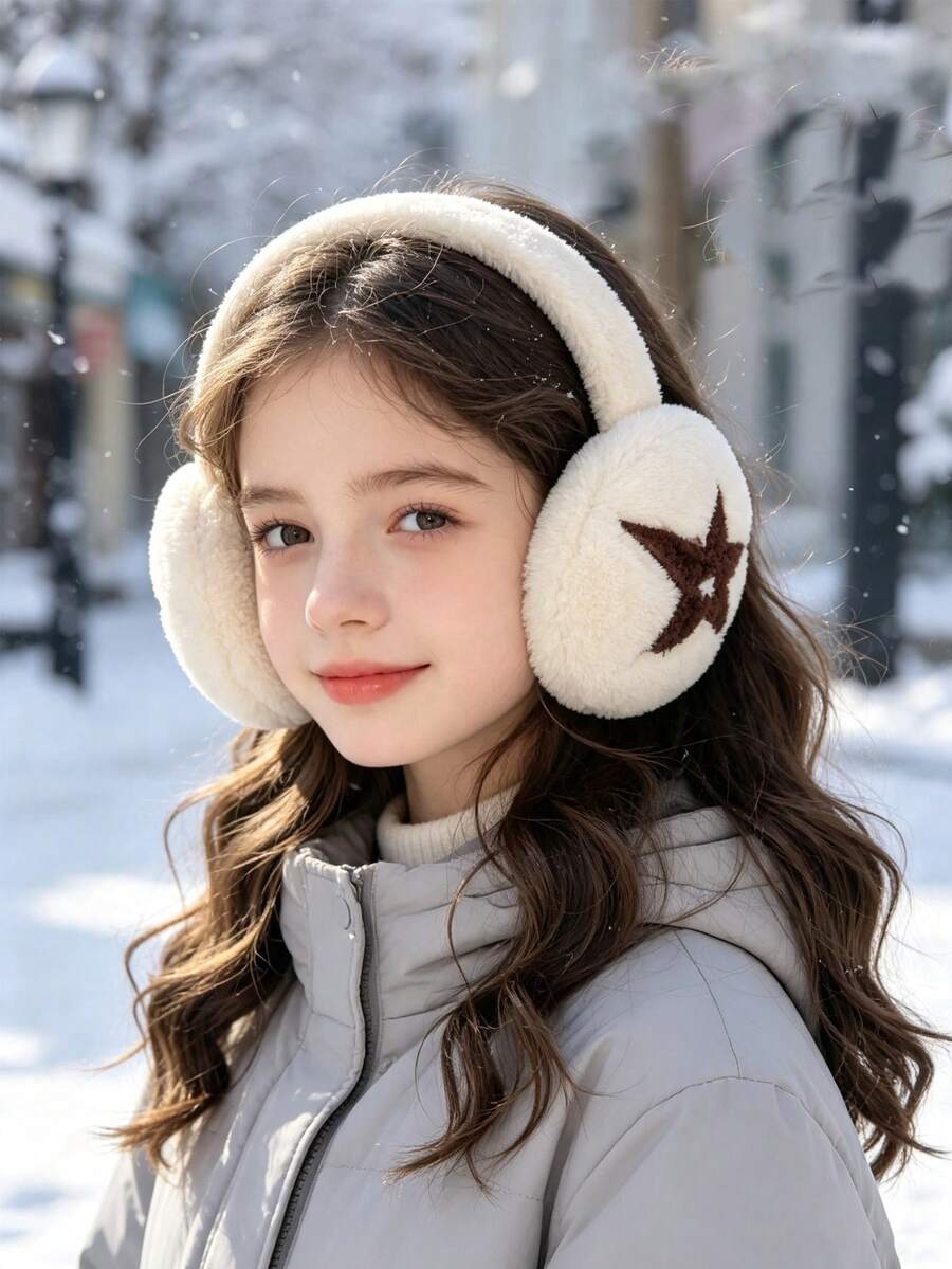 1pc Winter Plush Earmuffs, Warm And Cute, Five-Pointed Star Foldable Windproof Earmuffs - Multicolor - View 1