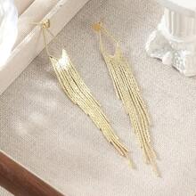 DIYCCPC Vintage Long Tassel Drop Earrings, Exquisite Handmade Women's Jewelry, Suitable For Wedding And Party, Perfect Gift For Girlfriend And Wife - Gold - View 7