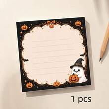1 Pc Halloween Cartoon Memo Pad, Cute Ghost And Pumpkin Lantern Notepad, 50 Pages Halloween Spooky Atmosphere Notebook With Bats, Cute Ghosts And Pumpkin Lantern Sticky Notes, Suitable For Writing, Journaling And Office Work, Learning And Memory Aid, Perfect For Halloween - Multicolor - View 6