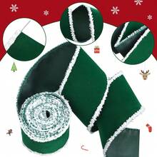 Red & Green Velvet Christmas Ribbon Roll (6cm Wide); Handmade; Suitable For Holiday Decoration, Christmas Tree Ornaments, Gift Wrapping, Floral Arrangement And Wreath Making - Multicolor - View 9