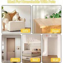 1 Roll Thick Clear Cat Scratch Protector, Self-Adhesive Vinyl Furniture Shield, Waterproof & Durable Anti-Scratch Tape For Sofa, Walls, Doors & Countertops - 3m*45cm - View 5
