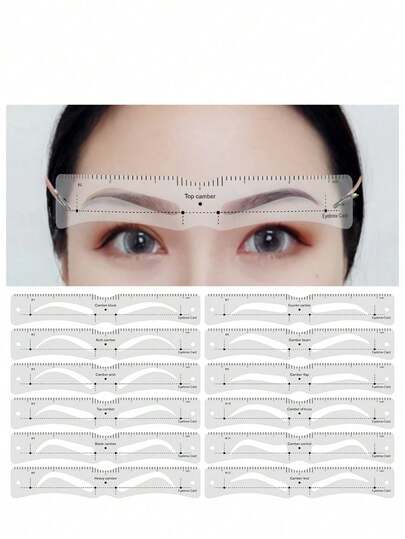 Clip-On Eyebrow Shaping Positioning Card, Multiple Arc Templates Available, With Precise Scale Ruler, Assists Quick Symmetrical Eyebrow Contour Definition, Universal Auxiliary Tool For Beginners In Eyebrow Drawing And Tattooing
