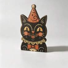 Ready To Ship Halloween Wooden Desktop Tray Decor Ghost Black Cat Pumpkin Owl Home Window Display Ornament - D - View 1