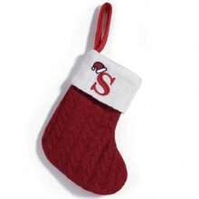 1pc Cute Letter Christmas Sock Decoration Creative Christmas Tree Hanging Ornament Woolen Knitted Socks Decor Prop - A - View 10