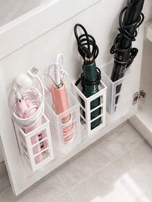 Curling Iron Storage Box, Hair Dryer Holder, Straightener Organizer Rack, Divided Storage, Strong Load-Bearing, No-Drill Design, Moisture-Proof, Wall-Mounted, Plastic Material, Multi-Function Storage Rack - Multicolor - View 5