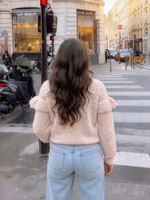 Women's Autumn/Winter New Elegant Pink Ruffle Knit Top, Suitable For Workplace Commute, Office Wear, Business Professional, Daily Casual Autumn - Pink - View 12