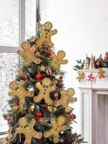 4/1pc Gingerbread Man Christmas Tree Decor, Christmas Vase Decoration, Rustic Gingerbread Decor, Suitable For Holiday Home, School, Office Vase Decoration, Christmas Style Gingerbread Man - Gingerbread Man - View 2