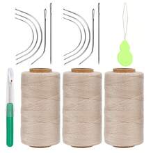 Lusecarl Hair Extension Sewing Kit, 3 Rolls Hair Extension Thread With 10 C/J/I Shaped Curved Hand Sewing Needles, Suitable For Hair Extensions, Hair Piece Sewing, Wig DIY (10+3, 3 Colors), Halloween - View 10