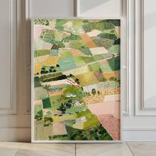 1pc Abstract Farmland Landscape Canvas Wall Art, Colorful Patchwork Field Scenery Painting Print, Boho Countryside Wall Decor For Living Room Bedroom Office - A - View 1