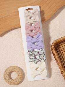 10pcs Basic Plaid Floral Bow Hair Clips, Sweet Girl Campus Side Bangs Hair Accessories, Princess Style - Mixed color - View 5