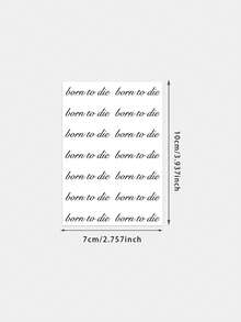 1件裝草本果汁半永久草體文字「Born To Die」手腕迷你臨時紋身貼紙，防水持久極簡文字假紋身，適用鎖骨、腳踝、手掌、頸部身體藝術貼紙，可維持7-14天 - 黑色 - 查看 5