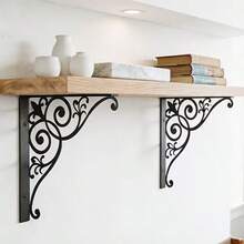 2D Flat, 1pc European Vintage Carved Metal Bracket, Space-Saving, Wall-Mounted (Drilling Required), Multi-Functional Practical Shelf - A - View 4