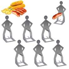 6 piezas gracioso soporte para barbacoa hombre, soporte para salchichas y perritos calientes, creativo soporte para barbacoa de hombre de pie, soporte portátil de acero inoxidable para - Multicolor - Ver 9
