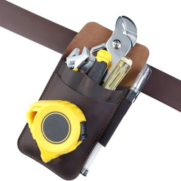 VIPERADE PJ14 Funda de Cuero para Herramientas Funda para Alicates, Funda Organizadora para Cinturón EDC, Funda de Cuero para Cinturón Multiherramientas marrón