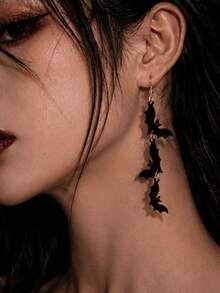1 Pair Halloween Bat Pendant Earrings, Women's Fun Cute Unique Halloween Costume Accessory, Holiday Jewelry Gift - Multicolor - View 7