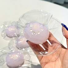 淺紫色亮片熊臉透明擠壓紓壓玩具 個裝 柔軟壓力釋放 捏捏玩具 桌面擺飾 - 彩色 - 查看 3